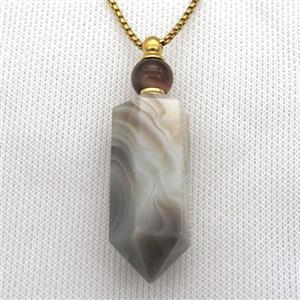 grey Botswana Agate perfume bottle Necklace, approx 16-60mm [GM13393]