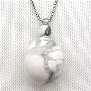 white Howlite Turquoise perfume bottle Necklace, approx 30-50mm [GM13399]