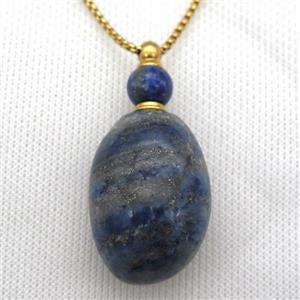 blue Lapis perfume bottle Necklace, approx 30-50mm [GM13402]