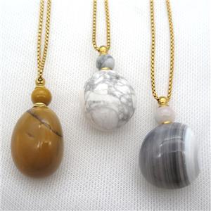 mixed Gemstone perfume bottle Necklace, approx 30-50mm [GM13408]