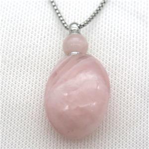 Rose Quartz perfume bottle Necklace, approx 25-50mm [GM13409]