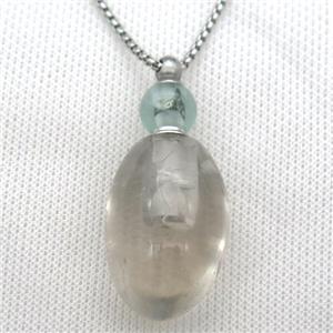 Clear Quartz perfume bottle Necklace, approx 25-50mm [GM13410]