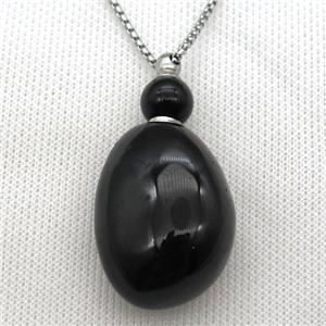 black Onyx Agate perfume bottle Necklace, approx 25-50mm [GM13411]