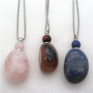 mixed Gemstone perfume bottle Necklace, approx 25-50mm [GM13414]