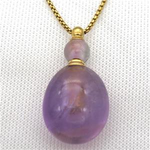 purple Amethyst perfume bottle Necklace, approx 25-50mm [GM13415]