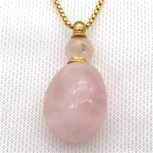 Rose Quartz perfume bottle Necklace, approx 25-50mm [GM13416]