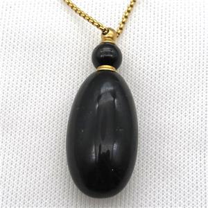 black Onyx Agate perfume bottle Necklace, approx 25-50mm [GM13418]