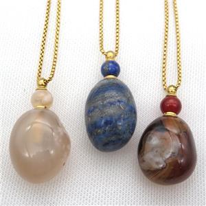 mixed Gemstone perfume bottle Necklace, approx 25-50mm [GM13421]