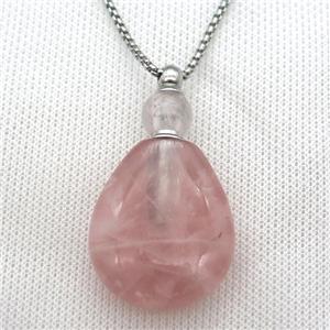 Rose Quartz perfume bottle Necklace, approx 25-50mm [GM13423]