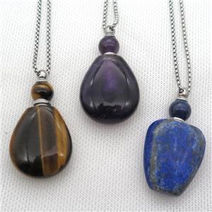 mixed Gemstone perfume bottle Necklace, approx 25-50mm [GM13429]