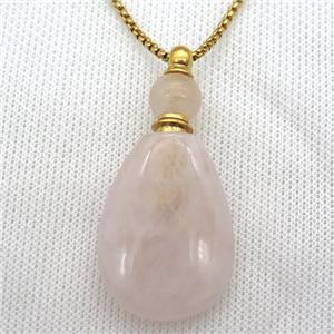 Rose Quartz perfume bottle Necklace, approx 25-50mm [GM13431]