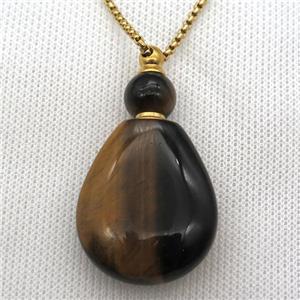 Tiger eye stone perfume bottle Necklace, approx 25-50mm [GM13433]