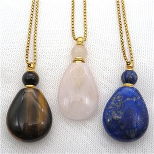 mixed Gemstone perfume bottle Necklace, approx 28-40mm [GM13434]