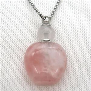 Rose Quartz perfume bottle Necklace, approx 28-40mm [GM13435]