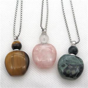 mixed Gemstone perfume bottle Necklace, approx 28-40mm [GM13440]