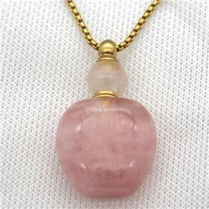 Rose Quartz perfume bottle Necklace, approx 28-40mm [GM13443]