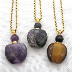 mix Gemstone perfume bottle Necklace, approx 28-40mm [GM13446]
