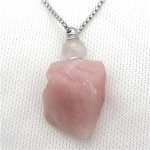 Rose Quartz nugget perfume bottle Necklace, approx 25-40mm [GM13450]