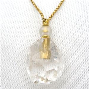 Clear Quartz perfume bottle Necklace, approx 25-40mm [GM13455]