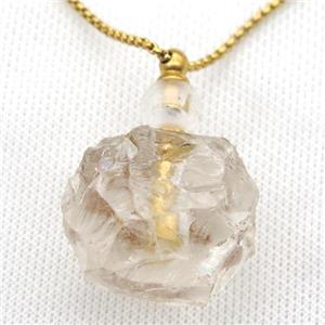 Clear Quartz perfume bottle Necklace, approx 25-40mm [GM13456]