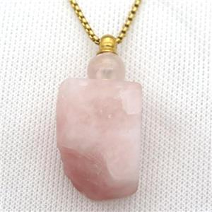 Rose Quartz perfume bottle Necklace, approx 25-40mm [GM13458]