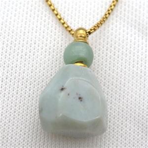 Amazonite nugget perfume bottle Necklace, approx 25-40mm [GM13461]