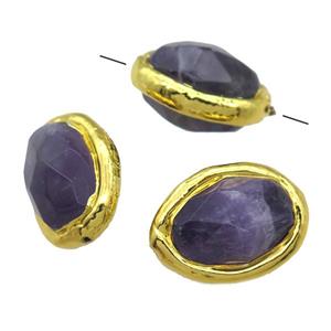 Amethyst barrel beads, gold plated, approx 18-22mm [GM13475]