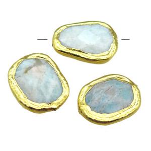 Amazonite beads, freeform, gold plated, approx 20-27mm [GM13488]