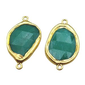green jade teardrop connector, gold plated, approx 22-35mm [GM13495]