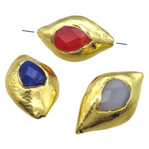 Crystal Glass barrel beads, gold plated, mixed, approx 20-30mm [GM13521]