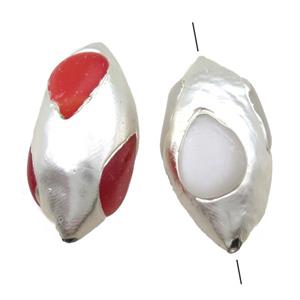 Cats eye stone rice beads, mixed, silver plated, approx 18-35mm [GM13523]