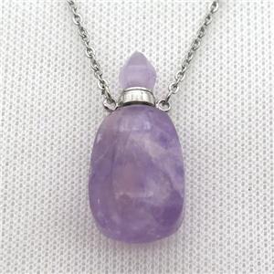 purple Amethyst perfume bottle Necklace, approx 30-40mm [GM13538]