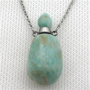 green Russian Amazonite perfume bottle Necklace, approx 30-40mm [GM13539]