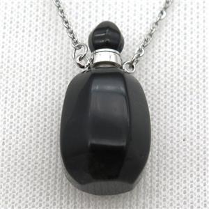black Onyx Agate perfume bottle Necklace, approx 30-40mm [GM13541]