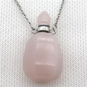 Rose Quartz perfume bottle Necklace, approx 30-40mm [GM13543]