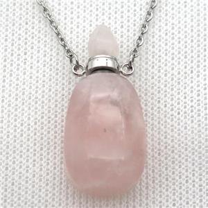 Rose Quartz perfume bottle Necklace, approx 30-40mm [GM13545]