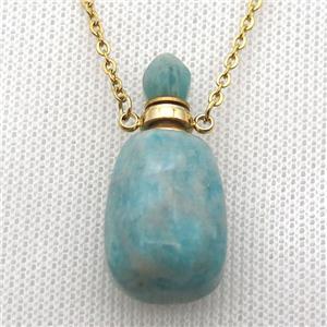 green Russian Amazonite perfume bottle Necklace, approx 30-40mm [GM13551]