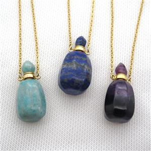 mixed Gemstone perfume bottle Necklace, approx 30-40mm [GM13554]