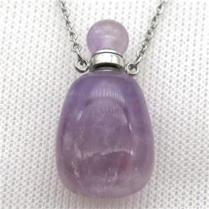 purple Amethyst perfume bottle Necklace, approx 30-40mm [GM13555]