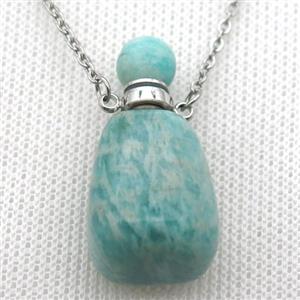 green Russian Amazonite perfume bottle Necklace, approx 30-40mm [GM13560]