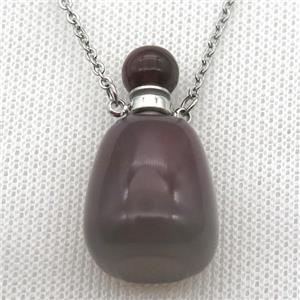Smoky Quartz perfume bottle Necklace, approx 30-40mm [GM13561]