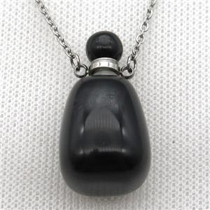 black Onyx Agate perfume bottle Necklace, approx 30-40mm [GM13562]