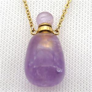purple Amethyst perfume bottle Necklace, approx 30-40mm [GM13568]
