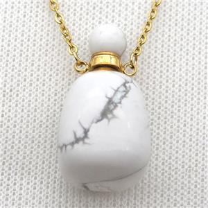 white Howlite Turquoise perfume bottle Necklace, approx 30-40mm [GM13572]