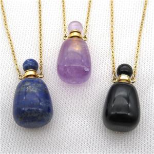 mixed Gemstone perfume bottle Necklace, approx 30-40mm [GM13574]