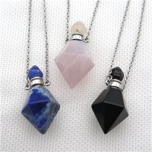 mixed Gemstone perfume bottle Necklace, approx 20-35mm [GM13607]