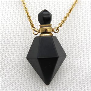 black Onyx Agate perfume bottle Necklace, approx 20-35mm [GM13608]