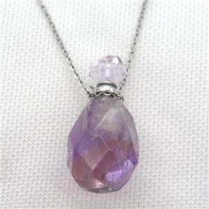 purple Amethyst perfume bottle Necklace, approx 20-40mm [GM13616]