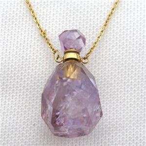 purple Amethyst perfume bottle Necklace, approx 20-40mm [GM13623]