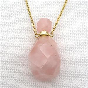 Rose Quartz perfume bottle Necklace, approx 20-40mm [GM13624]